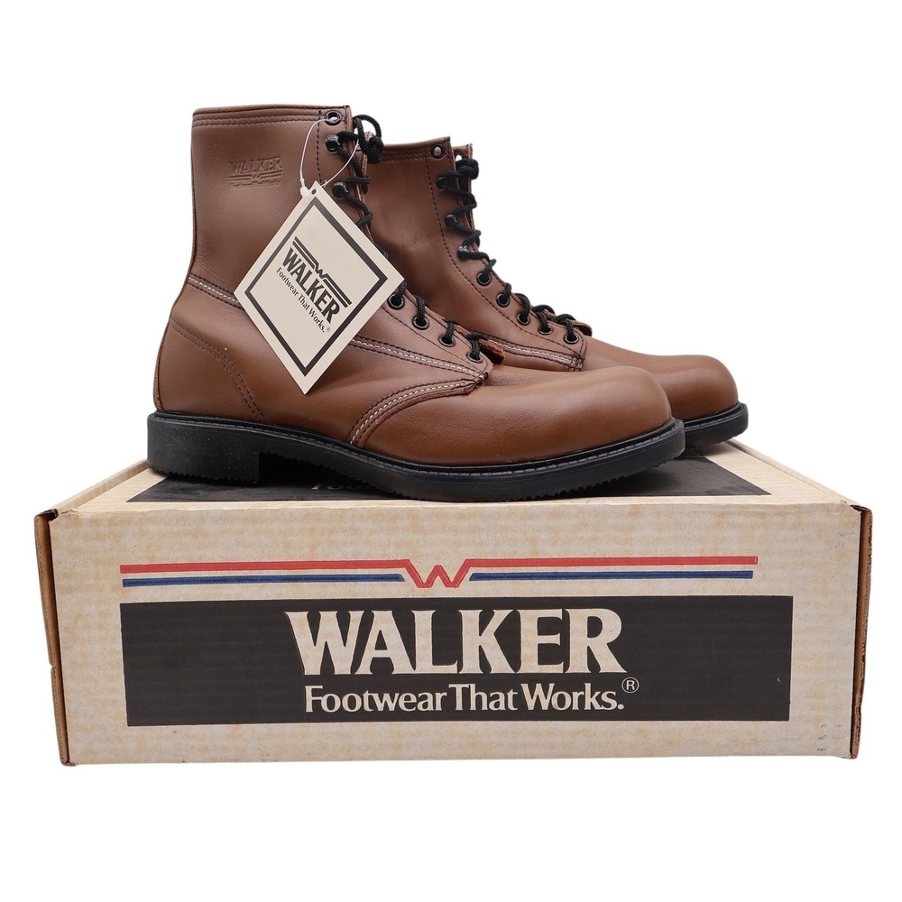 Walker Vintage 709 Work Boots Mens 12 D Brown Leather Deadstock New NIB USA Made